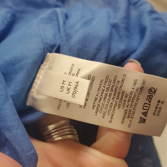 Anthropologie Tiered Mini Dress Size Medium Blue Lined Cotton - Picture 9 of 15